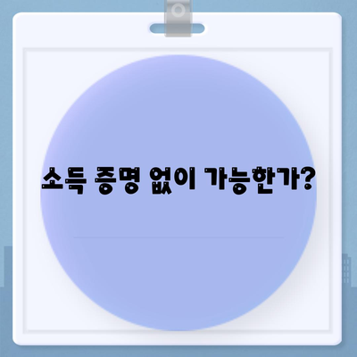 소득 증명 없이 가능한가?