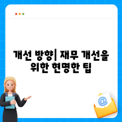 개선 방향| 재무 개선을 위한 현명한 팁