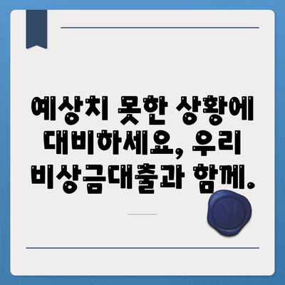 우리 비상금대출, 급할 때 든든한 지원군! | 비상금, 대출, 금리, 한도, 신청