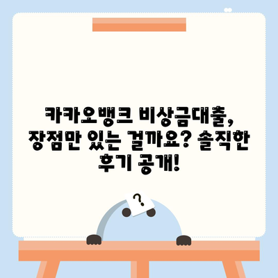 카카오뱅크 비상금대출 후기| 실제 이용자들의 생생한 경험 공유 | 비상금, 대출 후기, 금리, 한도, 장단점