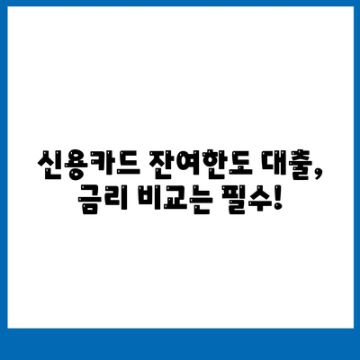 신용카드 잔여한도 대출, 완벽하게 활용하는 꿀팁 | 신용카드 대출, 한도 활용, 금리 비교, 잔여한도 활용 가이드