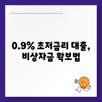 0.9% 초저금리 대출, 비상자금 확보법