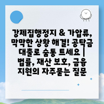 강제집행정지 & 가압류, 막막한 상황 해결! 공탁금 대출로 숨통 트세요 | 법률, 재산 보호, 금융 지원