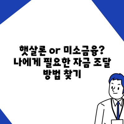 햇살론 vs 미소금융 운영 자금 대출| 한도 & 금리 비교 | 소상공인 대출, 자금 조달, 사업자 대출