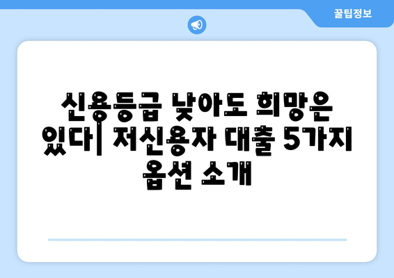 저신용자도 가능한 대출 옵션 5가지 | 신용등급, 대출 조건, 금리 비교