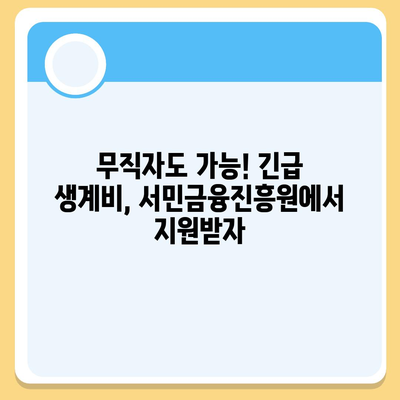 무직자 소액 생계비 대출, 서민금융진흥원에서 어떻게 받을 수 있을까요? | 서민금융, 긴급자금, 대출조건, 신청방법