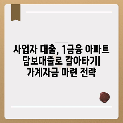 사업자 대출 갈아타기 & 1금융 아파트 담보대출 활용| 가계자금 마련 전략 | 사업자, 대출 갈아타기, 아파트 담보대출, 가계자금