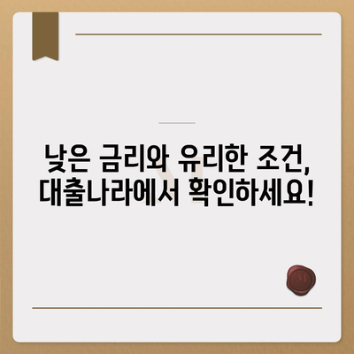 대출 신청부터 상담까지, 대출나라에서 한 번에 해결하세요! | 대출 비교, 금리, 조건, 신용대출, 주택담보대출, 사업자대출