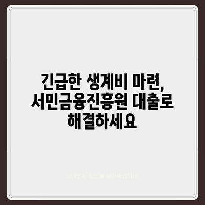 무직자 소액 생계비 대출, 서민금융진흥원에서 어떻게 받을 수 있을까요? | 서민금융, 대출 조건, 신청 방법