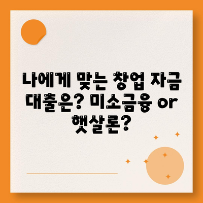 미소금융 창업 운영 자금 대출 vs 햇살론| 나에게 맞는 선택은? | 창업, 운영 자금, 대출 비교, 금융 지원