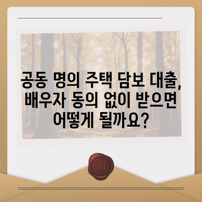 공동 명의 주택 담보대출 배우자 미동의? 해결 방법 총정리 | 부부, 대출, 법률