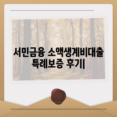 서민금융 소액생계비대출 특례보증 후기| 실제 이용 후기 및 성공 사례 | 서민금융, 생계비 대출, 특례보증