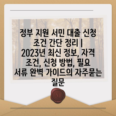 정부 지원 서민 대출 신청 조건 간단 정리 |  2023년 최신 정보, 자격 조건, 신청 방법, 필요 서류 완벽 가이드