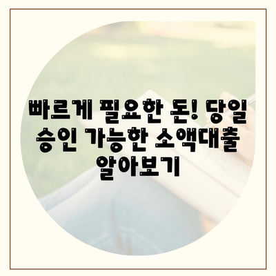 소액대출 가이드| 급할 때 유용한 5가지 대출 상품 비교분석 | 소액대출, 비상금, 신용대출, 저신용자대출, 빠른대출