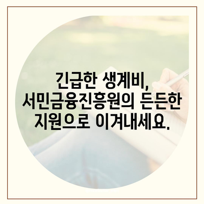 서민금융진흥원 소액 대출로 생계비 걱정 해결하세요! | 생계비 대출, 서민금융, 금융 지원, 저금리 대출