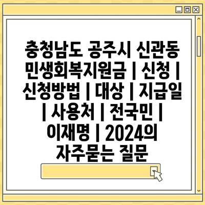 충청남도 공주시 신관동 민생회복지원금 | 신청 | 신청방법 | 대상 | 지급일 | 사용처 | 전국민 | 이재명 | 2024