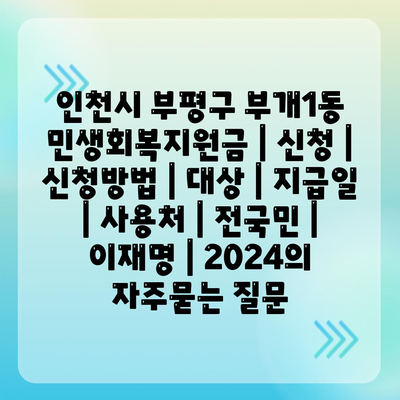 인천시 부평구 부개1동 민생회복지원금 | 신청 | 신청방법 | 대상 | 지급일 | 사용처 | 전국민 | 이재명 | 2024