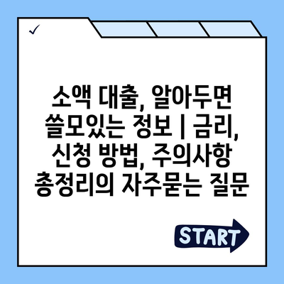 소액 대출, 알아두면 쓸모있는 정보 | 금리, 신청 방법, 주의사항 총정리