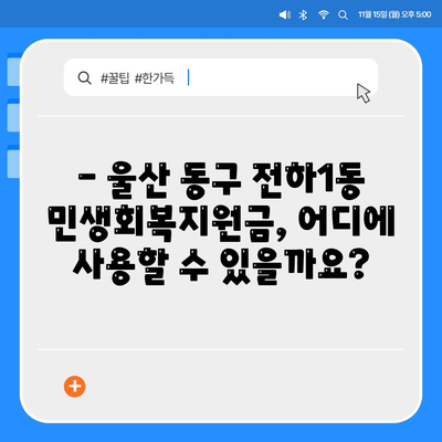 울산시 동구 전하1동 민생회복지원금 | 신청 | 신청방법 | 대상 | 지급일 | 사용처 | 전국민 | 이재명 | 2024