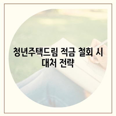 청년주택드림 적금, 중간 철회 시 혜택 유지 여부 및 상황별 대처 방법 | 금융 가이드, 적금 관리, 청년 금융"