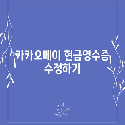 카카오페이 현금영수증 활용법 | 등록, 확인, 수정 가이드