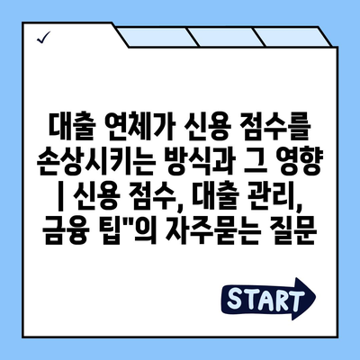 대출 연체가 신용 점수를 손상시키는 방식과 그 영향 | 신용 점수, 대출 관리, 금융 팁"