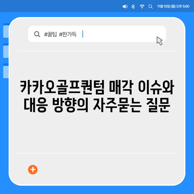 카카오골프퀀텀 매각 이슈와 대응 방향