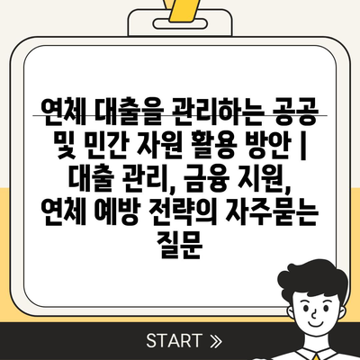 연체 대출을 관리하는 공공 및 민간 자원 활용 방안 | 대출 관리, 금융 지원, 연체 예방 전략