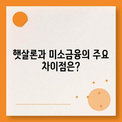 미소금융 창업 운영 자금대출의 중요 사항과 햇살론 비교 가이드 | 창업자 대출, 금융 지원, 소상공인 대출