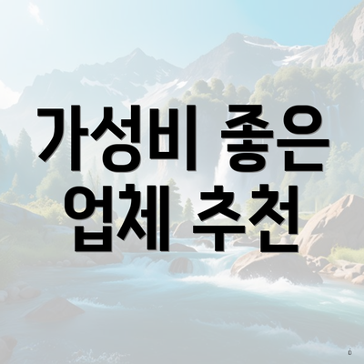 가성비 좋은 업체 추천