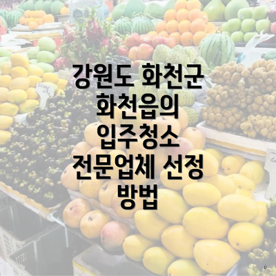 강원도 화천군 화천읍의 입주청소 전문업체 선정 방법