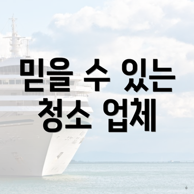 믿을 수 있는 청소 업체