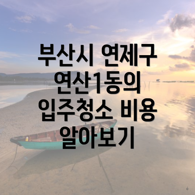 부산시 연제구 연산1동의 입주청소 비용 알아보기