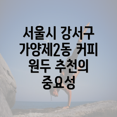 서울시 강서구 가양제2동 커피 원두 추천의 중요성