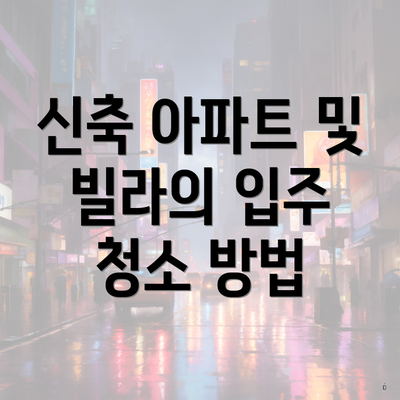 신축 아파트 및 빌라의 입주 청소 방법