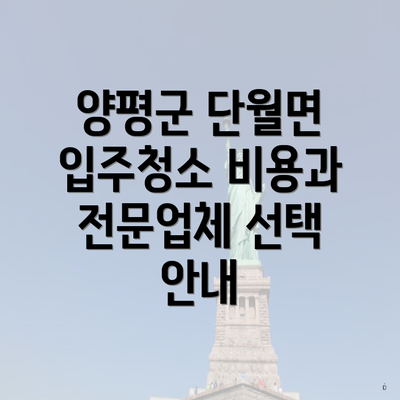 양평군 단월면 입주청소 비용과 전문업체 선택 안내