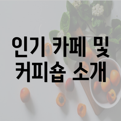 인기 카페 및 커피숍 소개