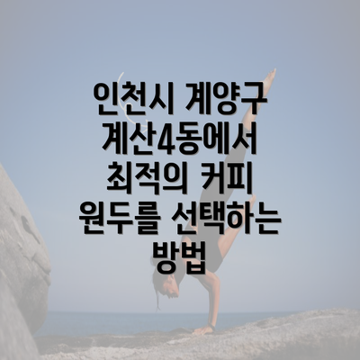 인천시 계양구 계산4동에서 최적의 커피 원두를 선택하는 방법