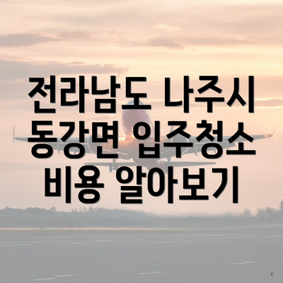 전라남도 나주시 동강면 입주청소 비용 알아보기