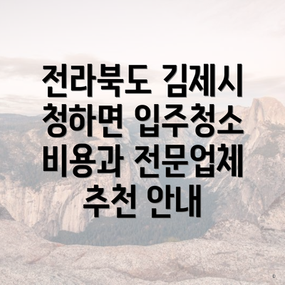 전라북도 김제시 청하면 입주청소 비용과 전문업체 추천 안내