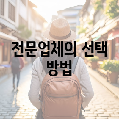 전문업체의 선택 방법