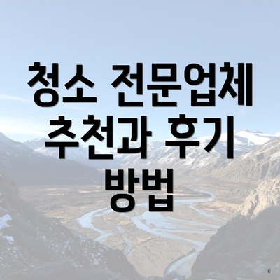 청소 전문업체 추천과 후기 방법