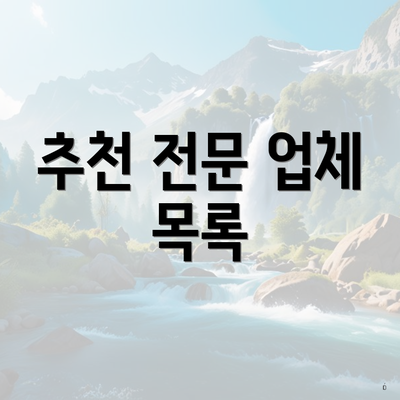 추천 전문 업체 목록