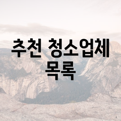 추천 청소업체 목록