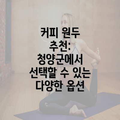 커피 원두 추천: 청양군에서 선택할 수 있는 다양한 옵션