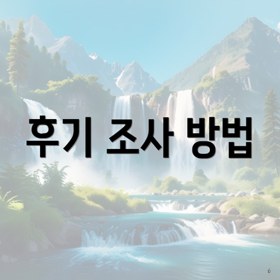 후기 조사 방법