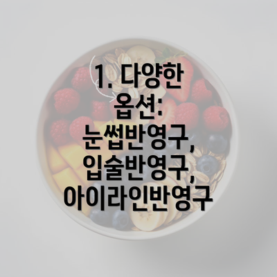 1. 다양한 옵션: 눈썹반영구, 입술반영구, 아이라인반영구