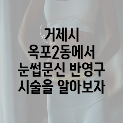 거제시 옥포2동에서 눈썹문신 반영구 시술을 알아보자