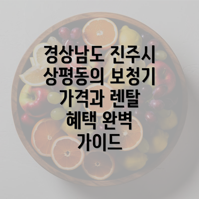 경상남도 진주시 상평동의 보청기 가격과 렌탈 혜택 완벽 가이드