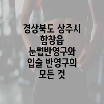 경상북도 상주시 함창읍 눈썹반영구와 입술 반영구의 모든 것